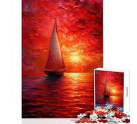 Puzzle per adulti da 1000 pezzi con barca a vela al tramonto sull'oceano Gioco pratico per le vacanze a casa antistress collezione d'artista belle arti (38x26cm)