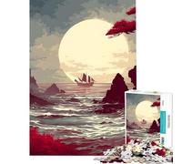 Puzzle per adulti da 1000 pezzi con barca a vela della Costa Cremisi divertente attività da fare in casa sfida impegnativa giocattolo decorativo per la casa per ragazzi dai 14 anni in su 38x52cm