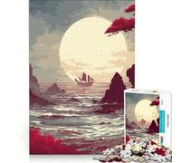 Puzzle per adulti da 1000 pezzi con barca a vela della Costa Cremisi, giocattolo decorativo da parete, decorazione perfetta, con poster e foglio di curiosità abbinati 38x26cm