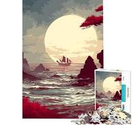 Puzzle per adulti da 1000 pezzi con barca a vela della costa cremisi ideale per compleanni e Natale Decorazione per la casa gioco per famiglie dai 14 anni in su 50x75cm