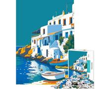 Puzzle per adulti da 1000 pezzi con barche di Mykonos Grecia per gioco educativo e sfida artistica ideale per la decorazione della casa e come regalo (dimensioni 75x50cm)