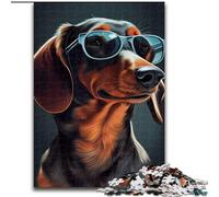 Puzzle per adulti da 1000 pezzi con bassotto e occhiali da sole, ideale per decorare casa e ufficio, regalo perfetto per il compleanno (dimensioni 26x38cm)