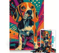 Puzzle per adulti da 1000 pezzi con beagle in stile retrò,design premium,puzzle logico,gioco per il tempo libero,divertimento natalizio,decorazione artistica (38x26cm)