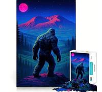 Puzzle per adulti da 1000 pezzi con Bigfoot,paesaggio al neon,design finemente intagliato,allenamento mentale,divertimento rilassante,compleanno,gioco artistico (38x52cm)