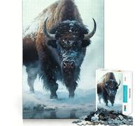 Puzzle per adulti da 1000 pezzi con bisonte in inverno,disegno preciso,giocattolo stimolante per la mente,gioco rilassante,regalo di Natale (38x26cm)