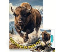 Puzzle per adulti da 1000 pezzi con bisonti che corrono tra le montagne,design a bordo perfetto,gioco cognitivo,regalo,gioco di ozio,attività per compleanno (38x26cm)