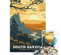 Puzzle per adulti da 1000 pezzi con bisonti del South Dakota al tramonto gioco rompicapo stimolante giocattolo divertente regalo perfetto per le vacanze a casa (dimensioni 50x75cm)