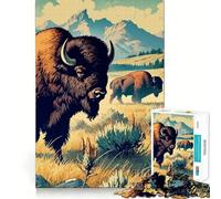 Puzzle per adulti da 1000 pezzi con bisonti nel Parco Nazionale di Yellowstone Gioco divertente e stimolante,ideale per momenti di relax e come regalo di compleanno o per chi ha un hobby (38x26cm)