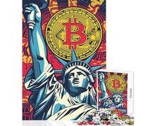 Puzzle per adulti da 1000 pezzi con Bitcoin e Statua della Libertà Giochi divertenti ma anche oggetti decorativi per la casa collezione d'artista e belle arti (50x75cm)