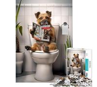 Puzzle per adulti da 1000 pezzi con Border Terrier sul WC Gioco rompicapo che stimola l'intelligenza Giocattolo avvincente Ottima idea regalo Un'opera d'arte (Dimensioni 50x75cm)