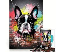 Puzzle per adulti da 1000 pezzi con Boston Terrier,graffiti,taglio liscio,arte,gioco di allenamento mentale,divertimento per il tempo libero,regalo di compleanno (38x52cm)