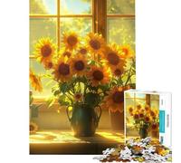 Puzzle per adulti da 1000 pezzi con bouquet di girasoli e casetta difficile e stimolante regalo per donne giocattolo antistress per età 14+ (50x75cm)