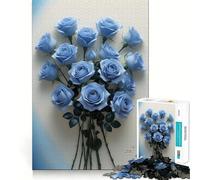 Puzzle per adulti da 1000 pezzi con bouquet di rose blu,intagli precisi,gioco divertente e stimolante,ideale per momenti di relax,regalo di compleanno o per chi ama gli hobby 50x75cm