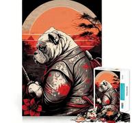 Puzzle per adulti da 1000 pezzi con bulldog,samurai e tema Giappone Gioco di precisione,giocattolo stimolante per la mente,per il tempo libero,regalo di compleanno (50x75cm)