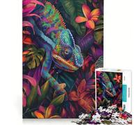 Puzzle per adulti da 1000 pezzi con camaleonti e pelle tropicale, decorazione da parete, interazione genitore-figlio, compleanni e altre occasioni 38x52cm
