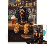 Puzzle per adulti da 1000 pezzi con cane,bar,amico,bordi precisi,gioco creativo,gioco per momenti di relax,pezzo artistico natalizio (38x52cm)