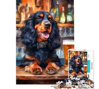 Puzzle per adulti da 1000 pezzi con cane Cocker Spaniel e birra giochi per famiglie giocattoli educativi ottimo regalo per giocare vacanze a casa e passare il tempo (dimensioni 50x75cm)