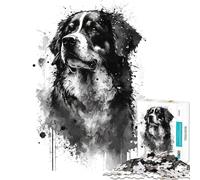 Puzzle per adulti da 1000 pezzi con cane da montagna bernese inchiostro gioco impossibile giocattolo educativo regalo di Babbo Natale segreto per divertimento in famiglia (dimensioni 38x26cm)