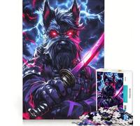 Puzzle per adulti da 1000 pezzi con cane Schnauzer nano, guerriero samurai, gioco educativo, gara di velocità manuale, regalo di compleanno, regalo 38x52cm