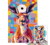 Puzzle per adulti da 1000 pezzi con canguro e cappello di carta igienica Gioco educativo per tutta la famiglia Ottimo regalo per chi ama giocare e migliorare la memoria (dimensioni 50x75cm)