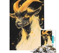 Puzzle per adulti da 1000 pezzi con capra dorata creatura animale ideale per compleanno Natale decorazione per la casa gioco per famiglie dai 14 anni in su 38x52cm