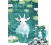 Puzzle per adulti da 1000 pezzi con capra nello stagno delle ninfee gioco educativo sfida relax un'opera d'arte regalo per donne e uomini (dimensioni 50x75cm)