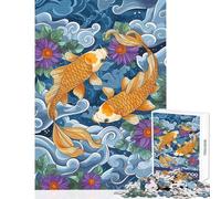 Puzzle per adulti da 1000 pezzi con carpe koi e crisantemi ideale per rilassarsi passare il tempo in casa un giocattolo educativo compleanni e Natale (38x52cm)