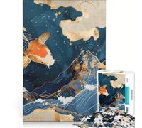 Puzzle per adulti da 1000 pezzi con carpe koi e montagne arte Kintsugi giocattolo educativo ideale per passare il tempo durante le vacanze regalo di compleanno regalo 50x75cm