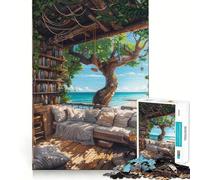 Puzzle per adulti da 1000 pezzi con casa sulla spiaggia e vista mare,ritaglio preciso,gioco stimolante per la mente,rilassante,regalo di Natale (38x26cm)