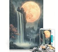 Puzzle per adulti da 1000 pezzi con cascata al chiaro di luna e paesaggio giapponese gioco rilassante interazione genitore-figlio regalo di compleanno regalo di viaggio 38x26cm
