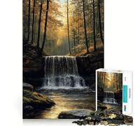 Puzzle per adulti da 1000 pezzi con cascata autunnale in un paesaggio boschivo,ritaglio preciso,attività cerebrale divertente e rilassante,decorazione natalizia per la casa (38x26cm)