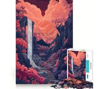 Puzzle per adulti da 1000 pezzi con cascata e rovine,gioco di logica,taglio di precisione,bordi lisci,regalo perfetto per riunioni di famiglia (50x75cm)
