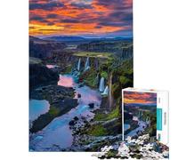 Puzzle per adulti da 1000 pezzi con cascata e tramonto ideale per momenti di relax taglio di precisione e attività stimolanti (dimensioni 50x75cm)