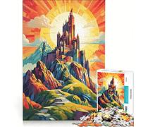Puzzle per adulti da 1000 pezzi con castello e alba geometrica, decorazione da parete, attività divertenti da fare in casa, per rafforzare l'amore tra le coppie 38x26cm