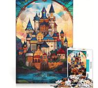 Puzzle per adulti da 1000 pezzi con castello e vetrata, gioco rompicapo per tutta la famiglia, da aggiungere alla lista dei desideri con Babbo Natale 50x75cm