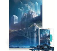 Puzzle per adulti da 1000 pezzi con castello,mitologia e cascata,decorazione a incastro,gioco per esercitare la mente,divertimento casual,regalo di Natale (50x75cm)