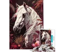 Puzzle per adulti da 1000 pezzi con cavallo arabo bianco Gioco pratico per adulti taglio di precisione compleanno e Natale (dimensioni 38x52cm)