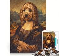 Puzzle per adulti da 1000 pezzi con Cavoodle e Cavapoo raffiguranti la Monna Lisa, gioco interattivo, attività divertenti da fare in casa, per rafforzare l'amore tra le coppie 50x75cm