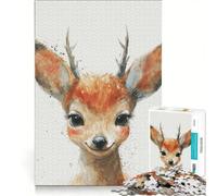 Puzzle per adulti da 1000 pezzi con cerbiatti dallo sguardo innocente, gioco rilassante, difficile, da aggiungere alla lista dei desideri con Babbo Natale 50x75cm