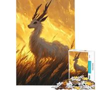 Puzzle per adulti da 1000 pezzi con cervo bianco nel fuoco gioco educativo e stimolante ideale per assemblare un puzzle regalo di compleanno (dimensioni 50x75cm)