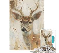 Puzzle per adulti da 1000 pezzi con cervo caccia animali e foresta Difficile e stimolante antistress decorazione per la casa Adatto a partire dai 14 anni (38x26cm)