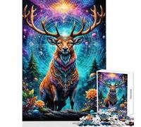 Puzzle per adulti da 1000 pezzi con cervo coronato dell'universo gioco educativo un'opera d'arte decorazione per la casa giocattolo per allenare la mente e le mani (38x26cm)