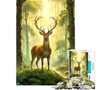 Puzzle per adulti da 1000 pezzi con cervo in una foresta soleggiata gioco rompicapo giocattolo intellettuale ottimo regalo per chi ama giocare e migliorare la memoria (dimensioni 38x26cm)
