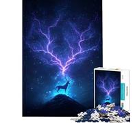 Puzzle per adulti da 1000 pezzi con cervo magico e fulmine gioco rilassante ed educativo ideale come regalo di compleanno con taglio di precisione (dimensioni 75x50cm)