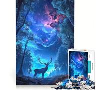 Puzzle per adulti da 1000 pezzi con cervo nella foresta mistica gioco pratico difficile e stimolante ideale come regalo per tutta la famiglia 38x26cm