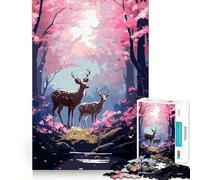 Puzzle per adulti da 1000 pezzi con cervo nella foresta,pixel art,bordi perfetti,divertente gioco di concentrazione mentale,gioco tranquillo,decorazione natalizia,regalo (38x52cm)