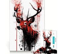 Puzzle per adulti da 1000 pezzi con cervo,pittura a inchiostro,giunture lisce,divertente gioco di concentrazione mentale,gioco casual,regalo di compleanno (50x75cm)