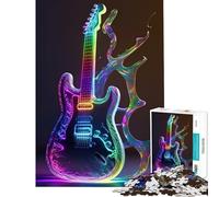 Puzzle per adulti da 1000 pezzi con chitarra al neon gioco impossibile sfida per l'intelligenza e il cervello giocattolo avvincente regalo di compleanno per divertimento in famiglia (38x26cm)