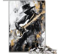 Puzzle per adulti da 1000 pezzi con chitarra che suona, dipinto a olio, antistress, sfida difficile, regali di Babbo Natale segreto per bambini dai 14 anni in su (dimensioni 26x38cm)