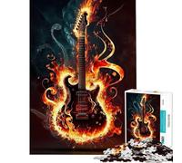 Puzzle per adulti da 1000 pezzi con chitarra e fuoco difficile e stimolante gioco educativo e rilassante per ragazzi dai 14 anni in su (38x26cm)